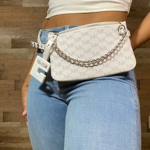 BNWT Michael Kors White/Silver Belt Bag/Fanny pack